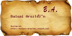 Balsai Arszlán névjegykártya